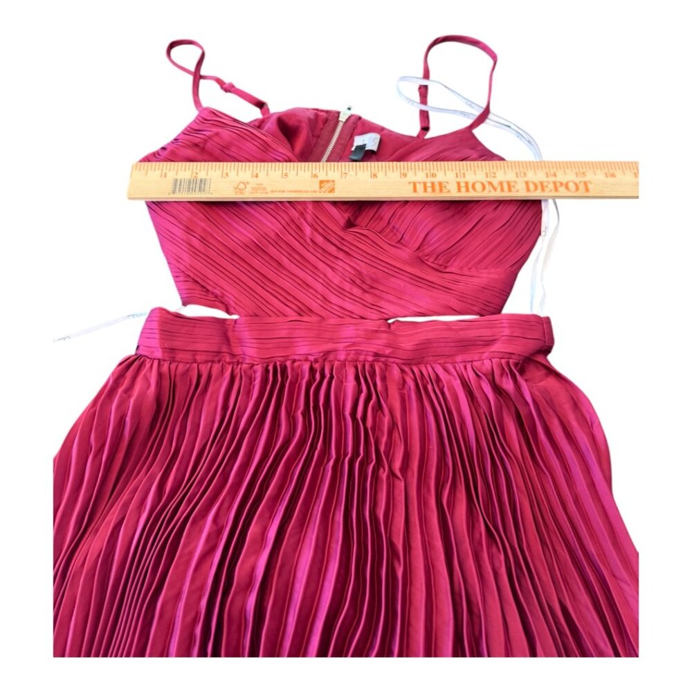 Lulu's Wine-Red Pleated Cutout Maxi Dress - Picture 8 of 10